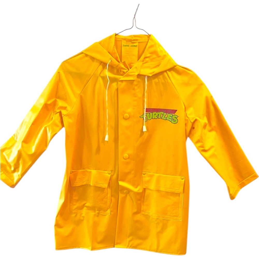 Rare Vintage Yellow Teenage Mutant Ninja Turtle Hooded Raincoat.  Size 6.